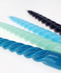 Graziani Barley Twist Lacquered Candle - Aqua Accessories