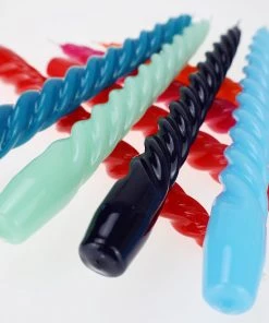 Graziani Barley Twist Lacquered Candle - Aqua Accessories