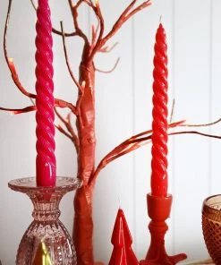 Graziani Barley Twist Lacquered Candle - Red