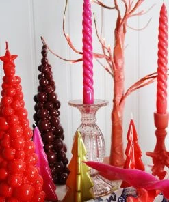 Graziani Barley Twist Lacquered Candle - Coral