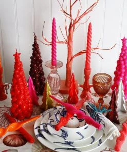 Graziani Accessories Twisted Lacquered Candle - Coral