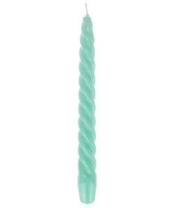 Graziani Barley Twist Lacquered Candle - Aqua Accessories